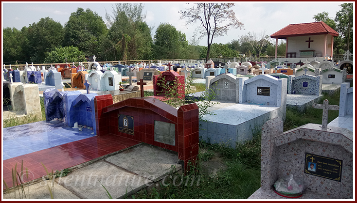 A Thai Christian Cemetery, with beautiful marble throughout.