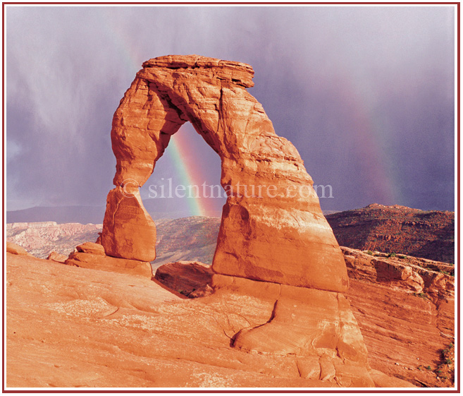 Delicate Arch with a Double Rainbow