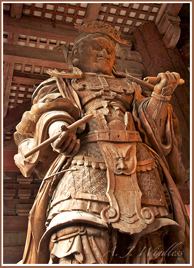 Towering Wooden Statue of Komokuten, Guardian of the Four Directions