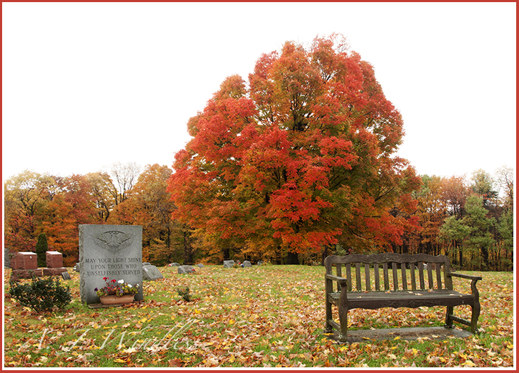 With autumn in it's full colors, this chair invites you to sit and remember those who have passed on.