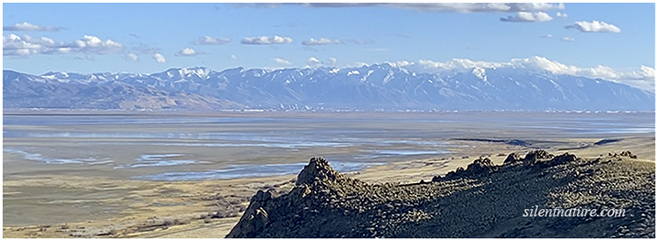 A view of the evaporating Great Salt Lake from Antelope Island.