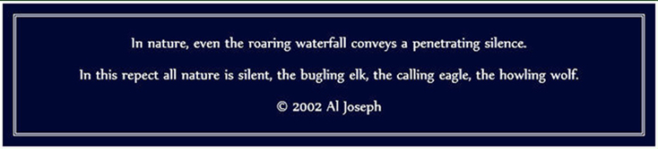 A quote about the true silence of nature.